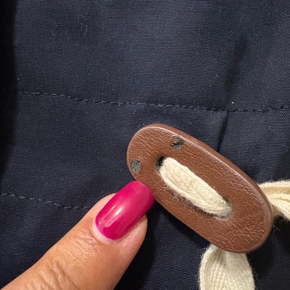 LOFT Navy Anorak Utility Jacket with Hood, Drawstring Waist, Pockets, Zip Pocket - Picture 9 of 14